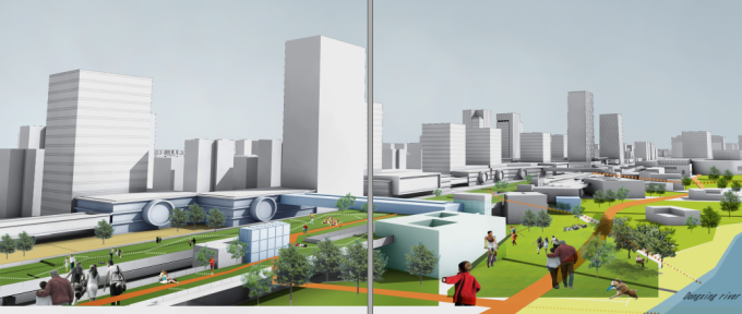 [浙江]多维灵动创意体验空间城市景观规划设计方案-滨水游憩区景观效果图