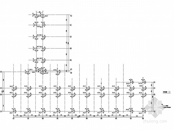 [江苏]五层框架结构职业学院教学楼结构图-柱平面布置图 