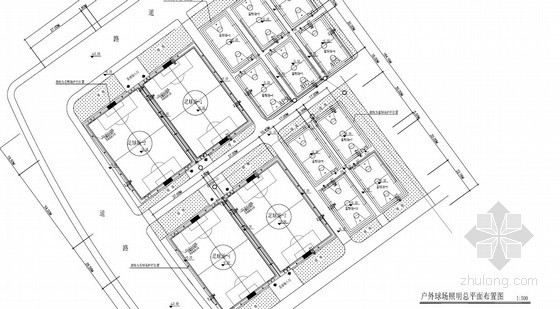 足球场建筑CAD图纸资料下载-[广东]2013年某运动中心篮球及足球场户外照明安装工程预算及图纸