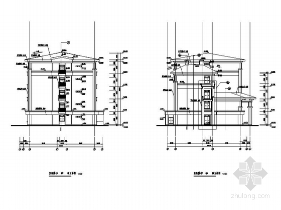 [浙江]五层新中式风格中学实验楼建筑施工图-五层新中式风格中学实验楼立面图