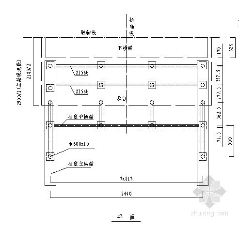 桥梁碗口支架设计图资料下载-桥梁主梁0＃块件支架现浇搭架示意图