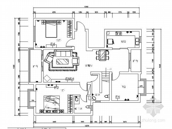 公寓户型平面布置资料下载-三套家装户型平面布置图