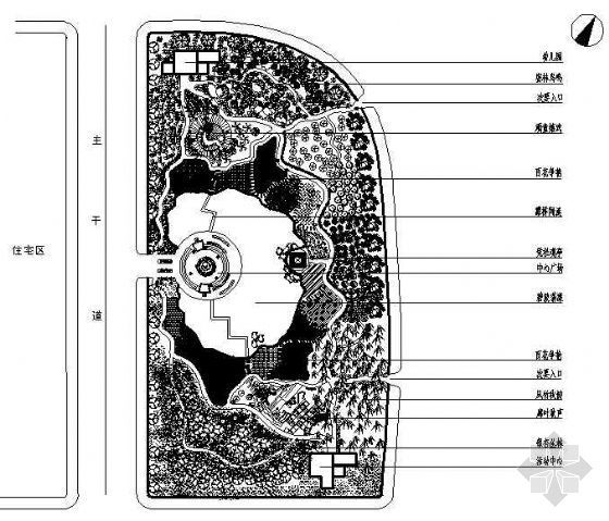 某小游园绿化规划平面图