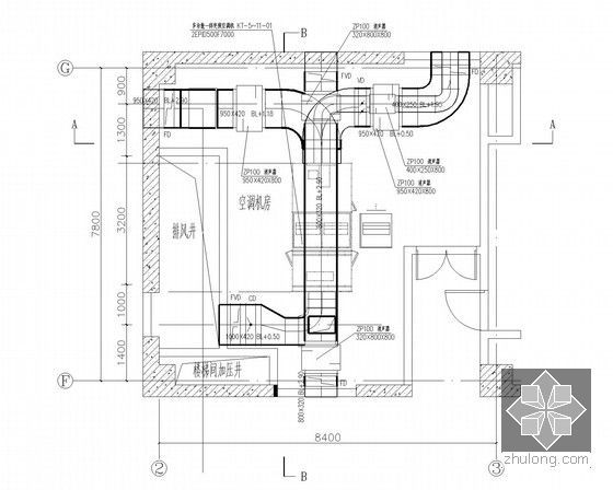 [江苏]资料档案馆VRV多联机变冷媒及精密空调系统设计施工图（风冷恒温恒湿机组）-平面布置详图