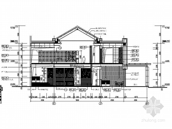 限免！国际一流连锁品牌新中式风格餐厅设计施工图（含方案）-[杭州]独具特色国际一流连锁品牌新中式风格餐厅设计施工图（含方案）立面图 