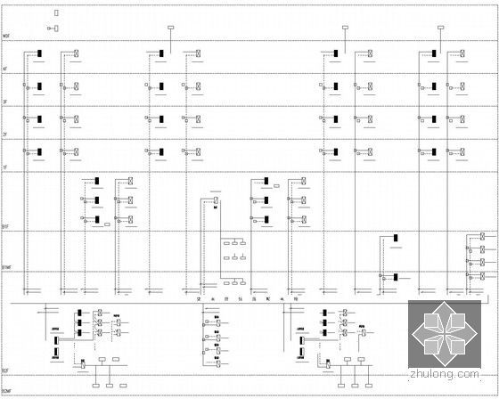[北京]大型办公楼数据中心强电系统施工图纸365张-B栋机房楼机电竖向系统图(四)