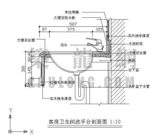 圆形洗手台cad资料下载-洗手台剖面