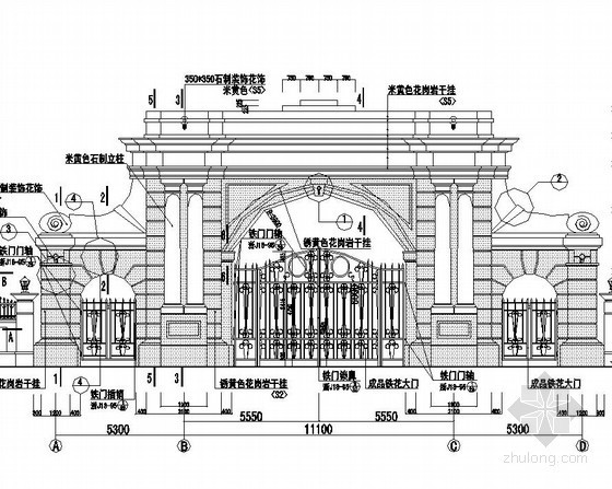铁门大门图片设计CAD图资料下载-欧式风格大门设计图
