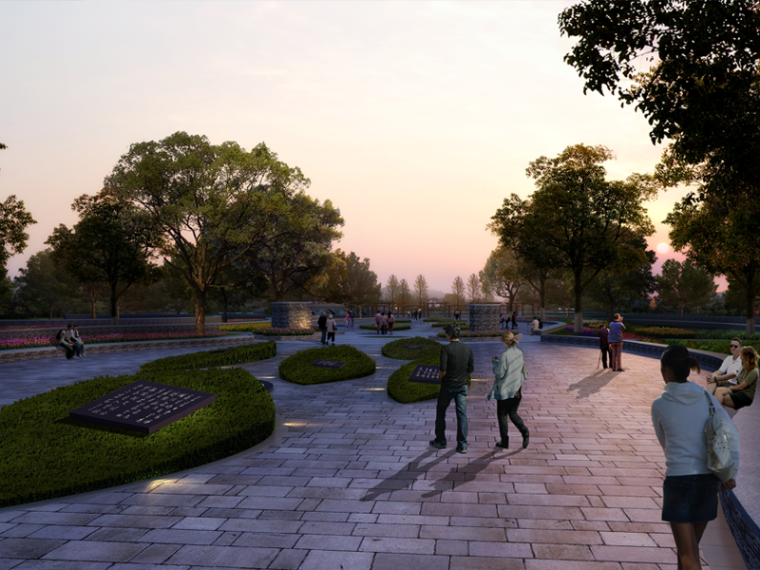 双栋别墅效果图资料下载-曲线广场景观设计效果图PSD分层素材