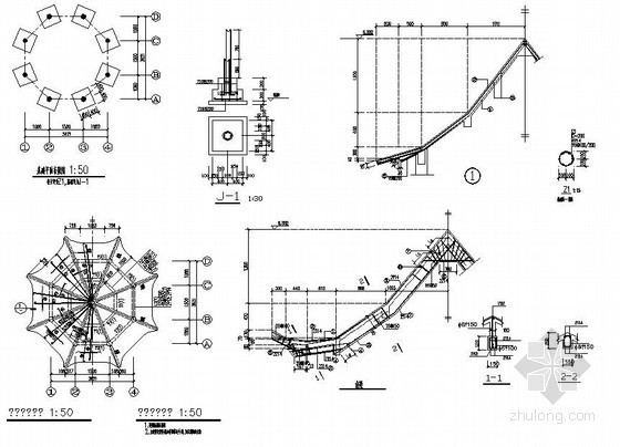 八角亭CAD结构图资料下载-某木结构八角亭结构施工图
