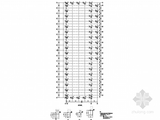 [天津]老厂房贴边新建单层钢结构厂房结构施工图（含建筑图）-短柱平面布置图 