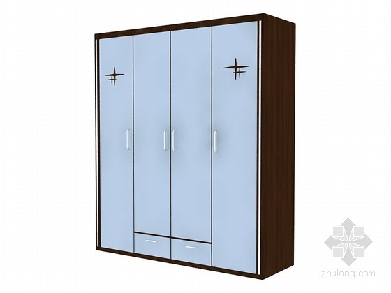柜子模型su资料下载-现代四门柜子3D模型下载