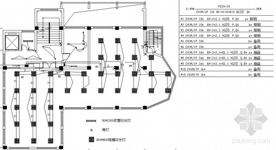 五层建筑框架平面图资料下载-上海某五层办公楼电气平面图