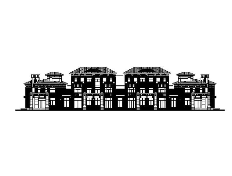 三层新中式联排别墅建筑图资料下载-[山东]三层新中式风格叠拼及联排式别墅建筑施工图