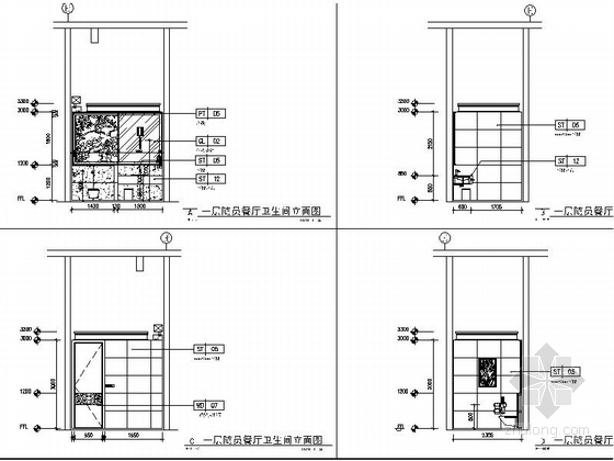 [东莞]五星级大酒店特色风情餐厅CAD装修施工图立面图