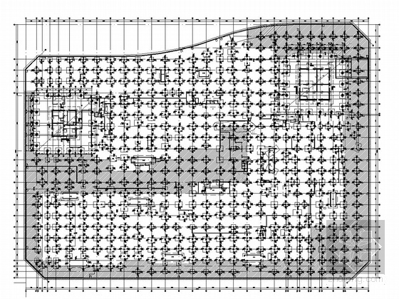 [东西双塔]56和44层框架核心筒结构商业办公楼结构图（400张图）-地下室底板配筋图