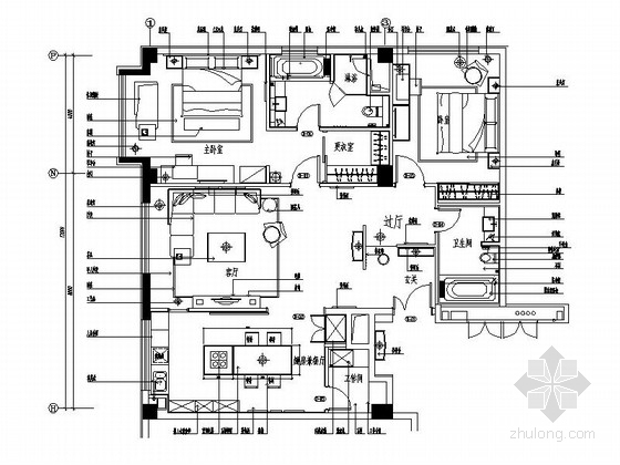 北京烤鸭店装修设计资料下载-[北京]现代时尚二居室公寓装修设计施工图