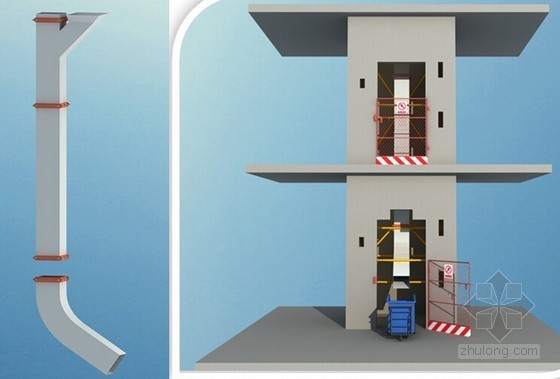 建筑工程安全文明施工管理措施汇报(附图)-高层建筑电梯井内垃圾通道 