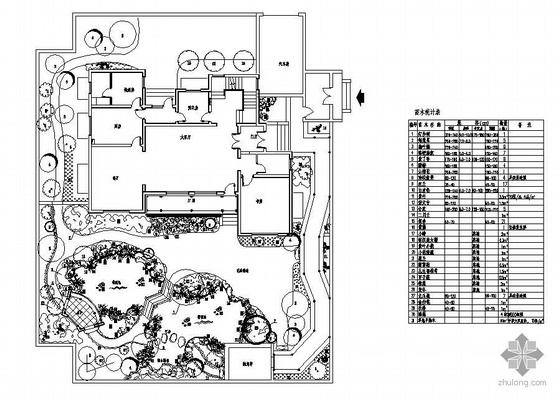 庭院别墅绿化资料下载-某别墅庭院绿化平面图