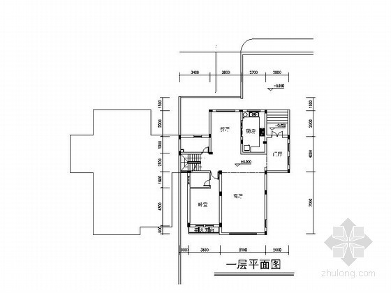 双拼别墅图户型图视频资料下载-某二层双拼别墅户型平面图（300）