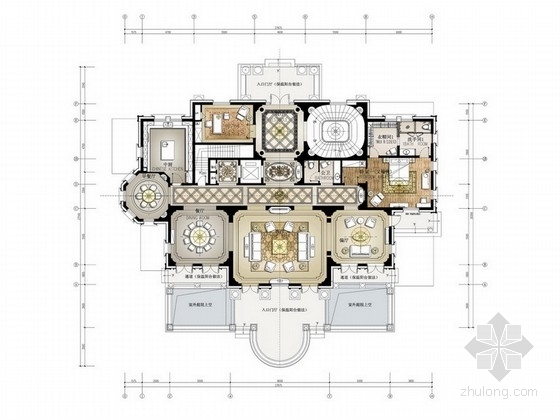 装修设计示意图资料下载-[宁波]时尚维多利亚风格联排三层别墅装修设计概念方案