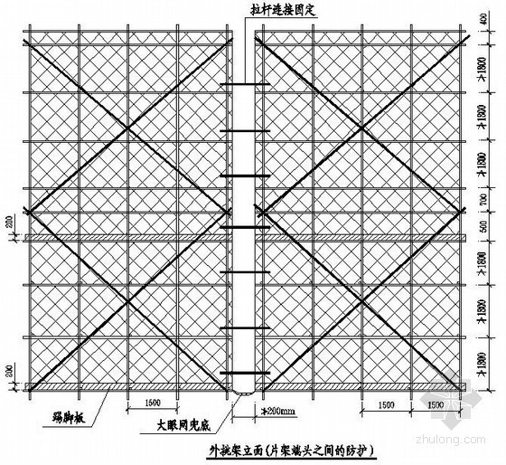 安全搭设标准示意图资料下载-建筑工程外挂脚手架片架搭设示意图