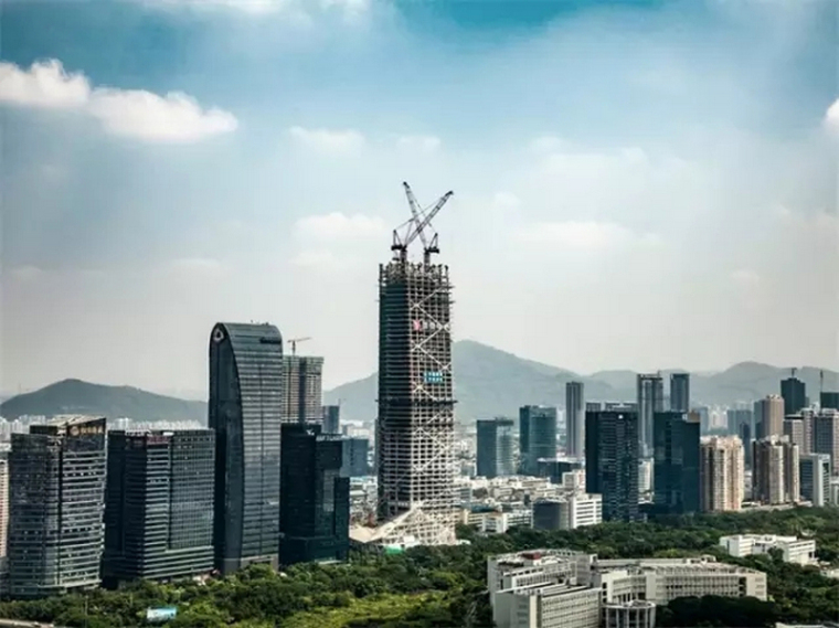中心大厦结构分析资料下载-世界最高核心筒外置全钢结构建筑深圳汉京中心大厦封顶！