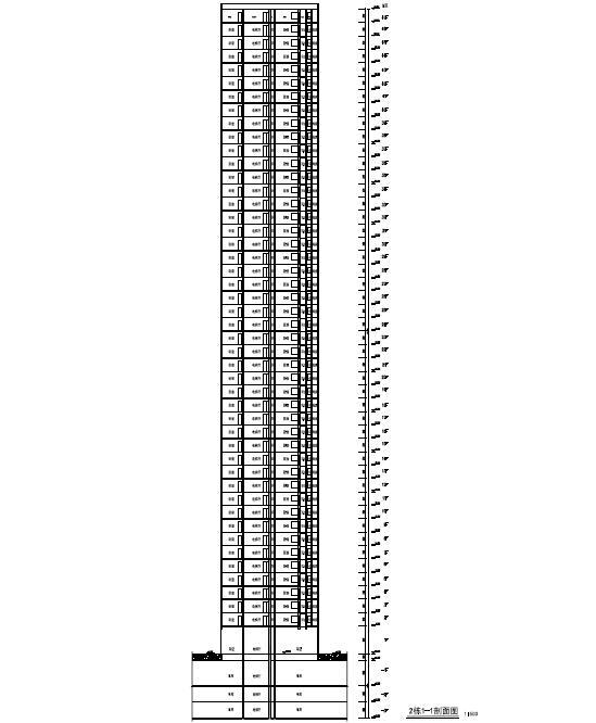 [深圳]超高层错层阳台塔式住宅建筑设计方案文本-超高层错层阳台塔式住宅建筑剖面图