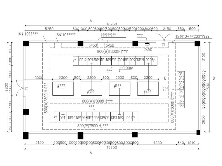 [江苏]青年公寓电缆专项设计图400V电缆出线及表箱设计-3#终端变 电气布置平断面图