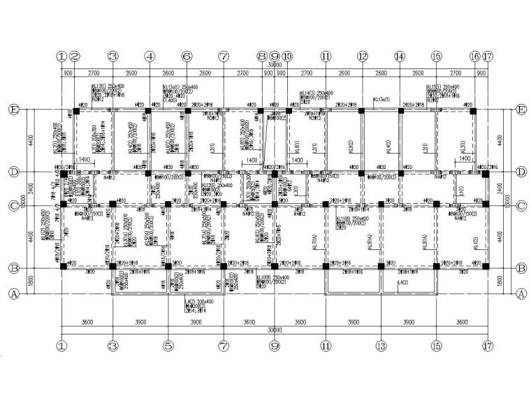 [海南]地上六层框架结构住宅楼结构施工图-2.400标高框架梁平法施工图.jpg