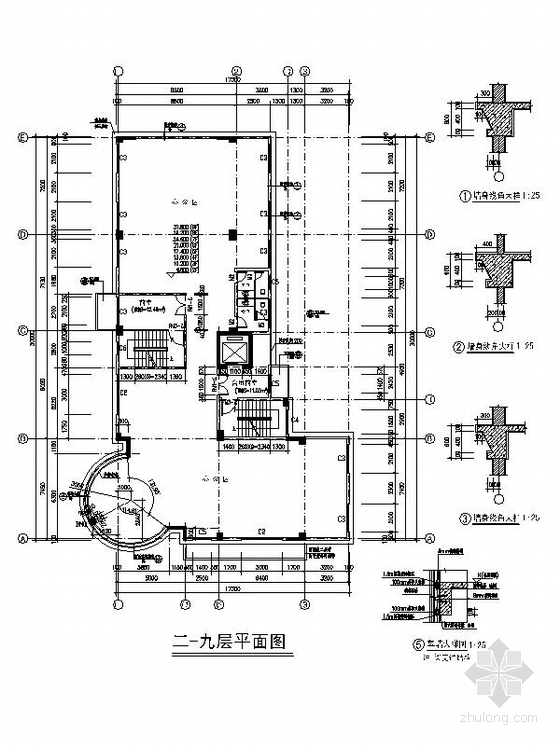 [深圳]高层框架剪力墙结构办公楼建筑施工图-高层框架剪力墙结构办公楼建筑平面图