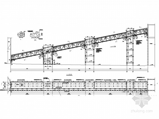 走廊桥架设计说明资料下载-汽车快装系统缓冲仓至汽车快装站胶带走廊结构图