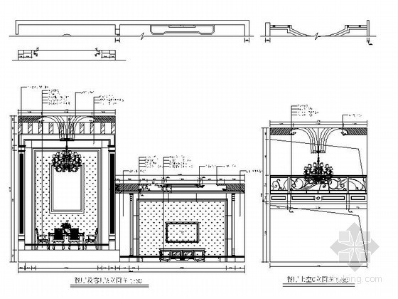 CAD家装餐厅立面图资料下载-[北京]某奢华别墅餐厅立面图