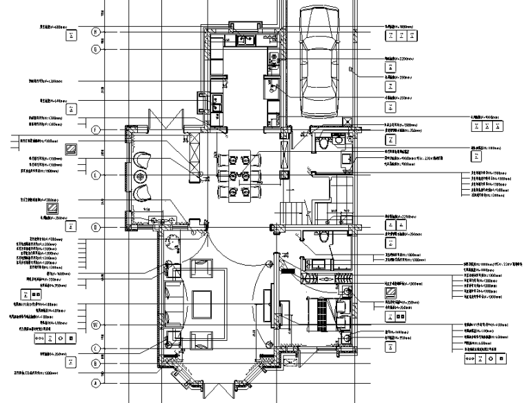 [辽宁]夏日里的Tiffany—现代摩登住宅设计施工图及效果图-一层开关插座功能条件图