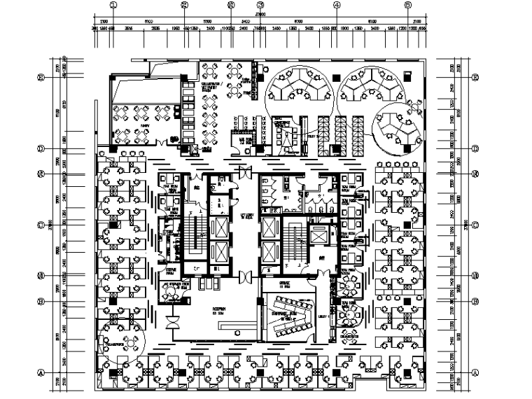 韩国风格办公室装修资料下载-[四川]成都现代风格办公室设计CAD施工图（含效果图）