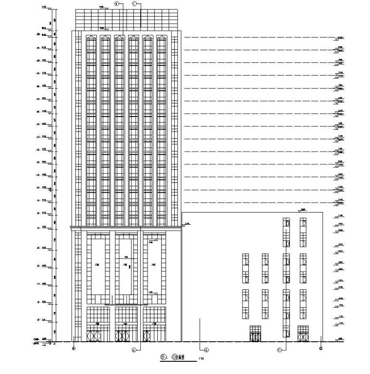 [北京]高层剪力墙结构物流办公中心建筑施工图（含全专业）-高层剪力墙结构物流办公中心建筑立面图