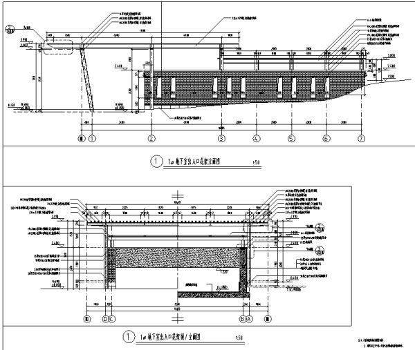 [浙江]滨江精工豪宅居住区屋顶花园景观设计全套园建施工图-地下车库入口花架设计详图