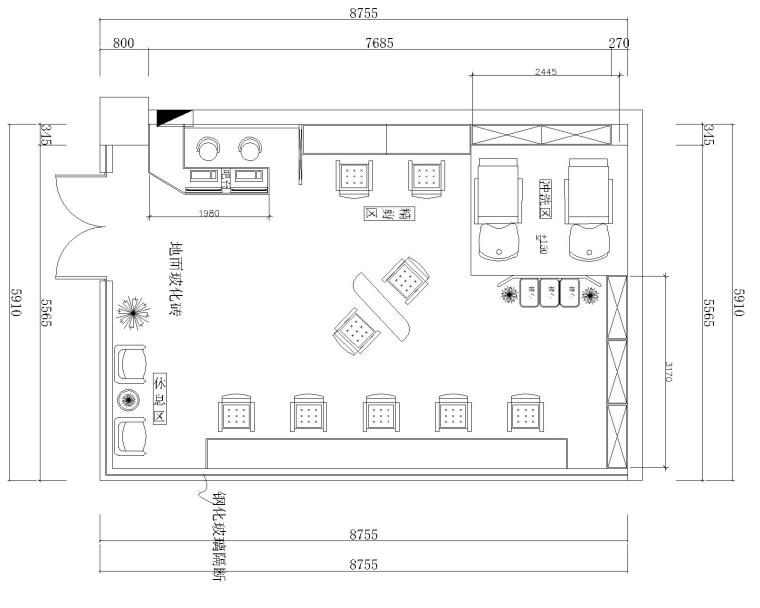 足浴店CAD施工图资料下载-某理发店室内装修施工图设计（附效果图）