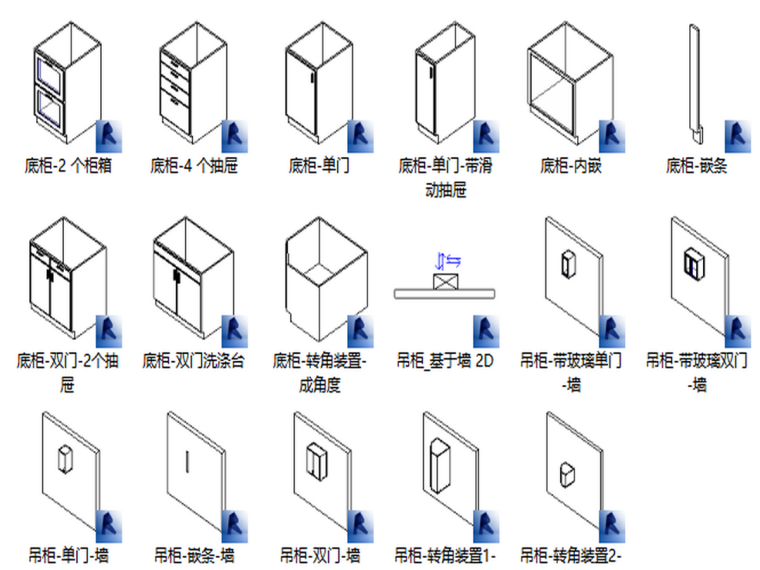 厨房厨具cad资料下载-BIM族库-建筑-厨具-家用厨房2