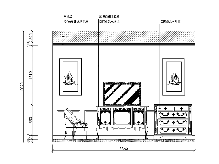 [上海]欧式样板房设计CAD施工图（含效果图）-【上海】欧式样板房设计CAD施工图（含效果图）立面图