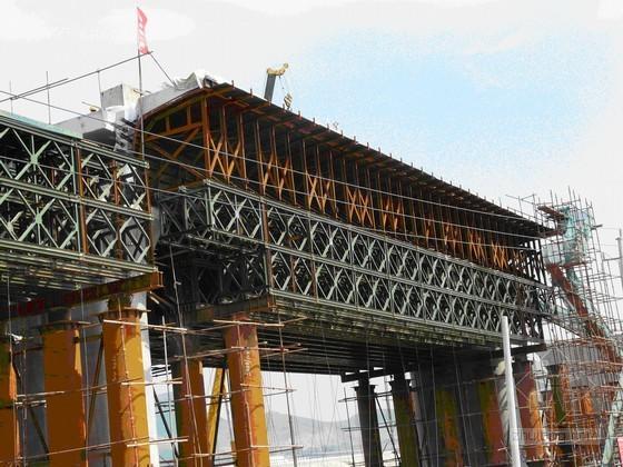 跨河连续梁贝雷梁施工资料下载-预应力混凝土连续梁，钢管贝雷梁柱式支架