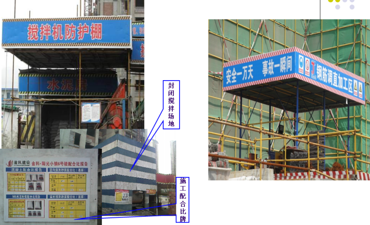 [浙江]商业住宅项目安全文明施工标准化汇报总结PPT（78页）-材料加工区搭设标准