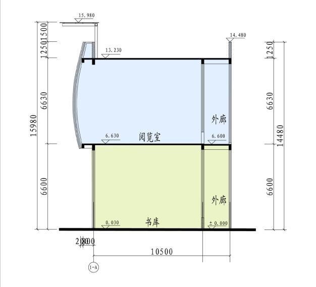 [湖南]现代风格凹凸感立面设计文化活动中心建筑设计方案文本-现代风格凹凸感立面设计文化活动中心建筑剖面图