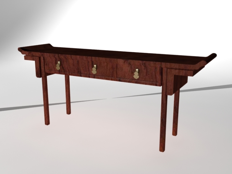 古典边柜3d模型资料下载-中式边桌3D模型下载