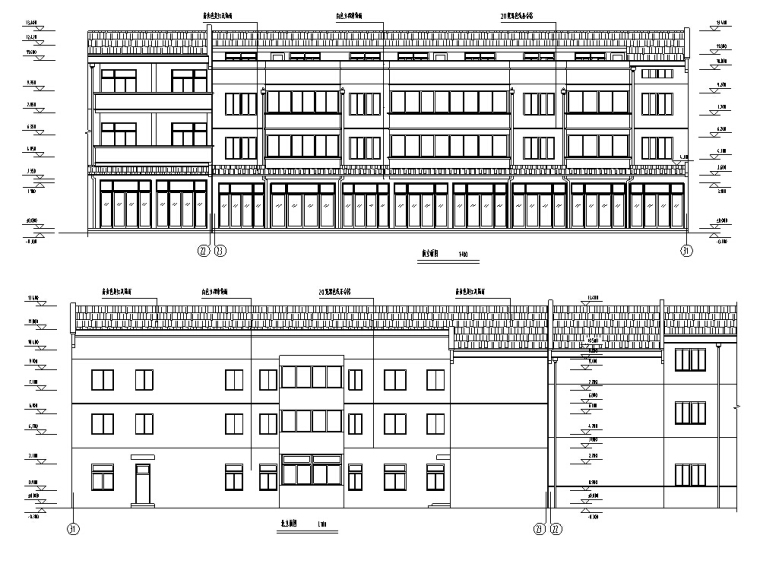 沿街街景改造方案资料下载-多层沿街商住楼建筑设计方案施工图CAD