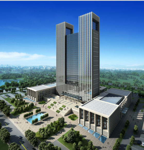 现代政府办公楼资料下载-超高层现代风格办公楼建筑设计方案文本