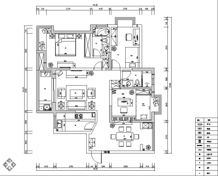 90平米现代简约风格家装资料下载-[湖北]现代简约126平米住宅设计施工图