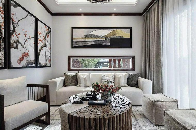 新中式沙发背景墙设计，美得像幅画！_7