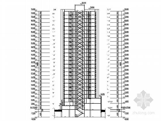 [重庆]现代风格高层住宅安置区规划设计方案文本（含CAD）-现代风格高层住宅安置区规划剖面图