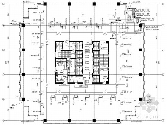 [浙江]行政商业办公楼空调通风及防排烟系统设计施工图（风冷热泵机组 多联式空调系统）-空调水管平面图 